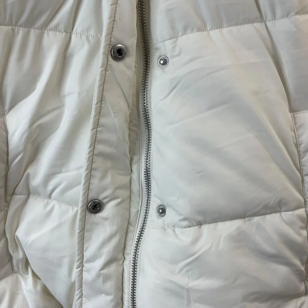 32 Degrees Heat Womens White Hooded Puffer Jacket L With Snap Closures & Pockets - Picture 7 of 11